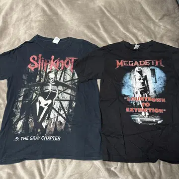 Slipknot & Megadeth T셔츠 2장 세트 M사이즈