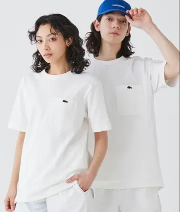 LACOSTE 포켓 부착 화이트 T셔츠