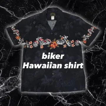 USA제 하와이안 셔츠 바이크 바이커 반팔 셔츠 오픈 카라 셔츠 하와이제