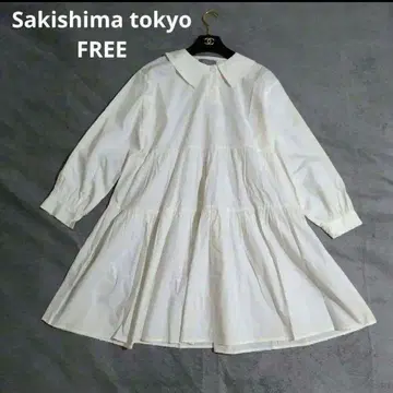 컨디션 최상 Sakishima tokyo 원피스 화이트 프리 코튼