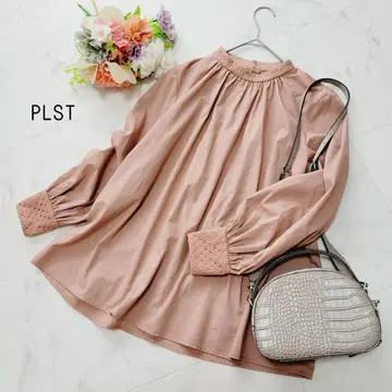플라스테 코튼 블렌드 커프스 레이스 블라우스 더스티 핑크