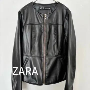 새상품급 ZARA 인조 가죽 노카라 자켓 블랙 L