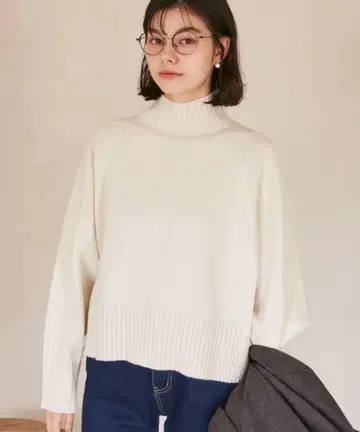 하이넥 래글런 니트 풀오버