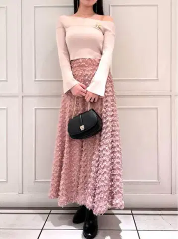 스나이델 자카드 프릴 스커트 택 포함 미사용 새상품