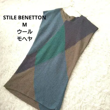 STILE BENETTON 멀티 컬러 모헤어 니트 슬리브리스 원피스 M