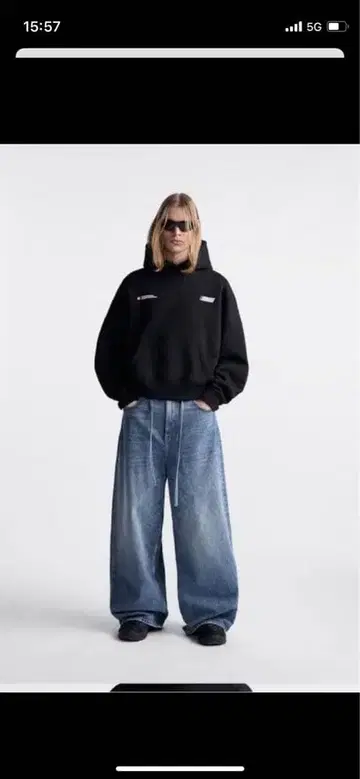 ZARA x RHUIJI 후드 부착 후드티 블랙