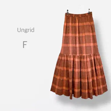 [Ungrid] 롱 플레어 스커트 타탄 체크 허리밴딩 워셔블