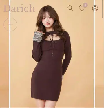 Darich 프론트 오픈 니트 미니 원피스