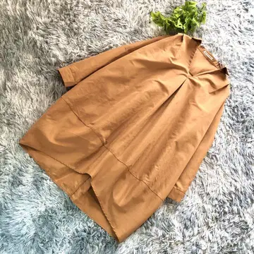 NICE CLAUP [ M 상당 ] 오렌지 브라운 긴팔 셔츠 원피스 무지