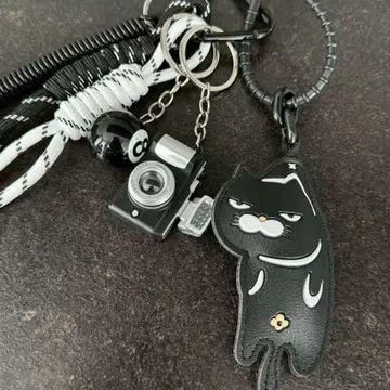 새상품 백참 뚱한 고양이 키링 끈 고양이 애호가 카메라