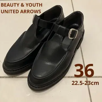 BEAUTY & YOUTH T스트랩 리사이클 가죽 로퍼 36