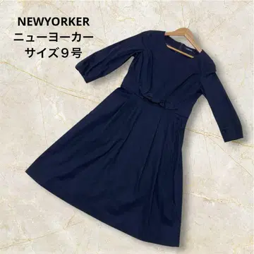 새상품급 NEWYORKER 뉴요커 네이비 A라인 원피스 7부 소매 9호