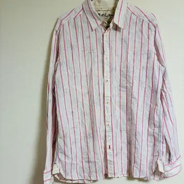 [ 오샤레 ] BALL 스트라이프 긴팔 셔츠 핑크 L 사이즈