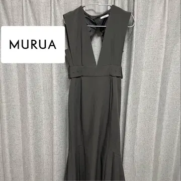 MURUA 사이드 턱 오버롤 스커트 그레이