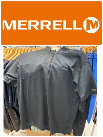 MERRELL 반팔 피케 셔츠 그레이 하프 지퍼 셔츠 머렐