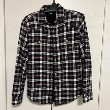 체크 무늬 플리스 안감 긴팔 셔츠