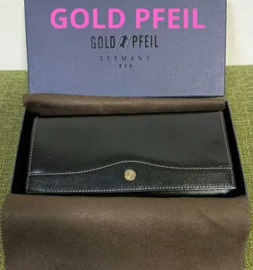 [ 미사용 새상품 ] GOLD PFEIL 골드 파일 가죽 장지갑 블랙