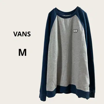 VANS 맨투맨 트레이닝복 그레이 네이비 바이컬러 M 속기모 로고