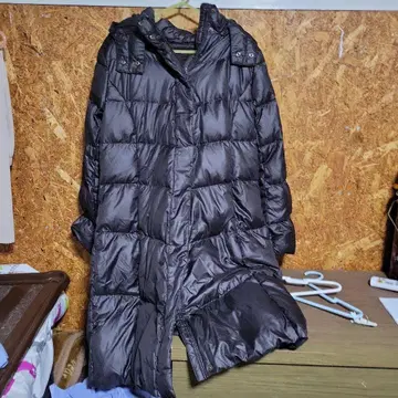 블랙 다운 자켓 XL 후드 부착