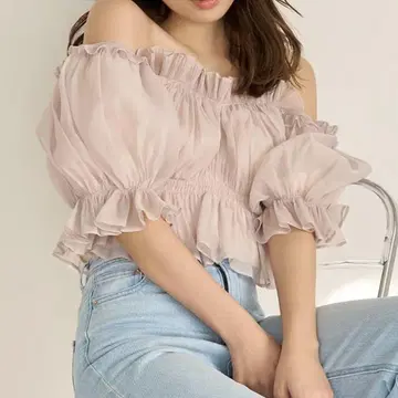 SNIDEL 스나이델 개더 오프숄더 블라우스 PNK
