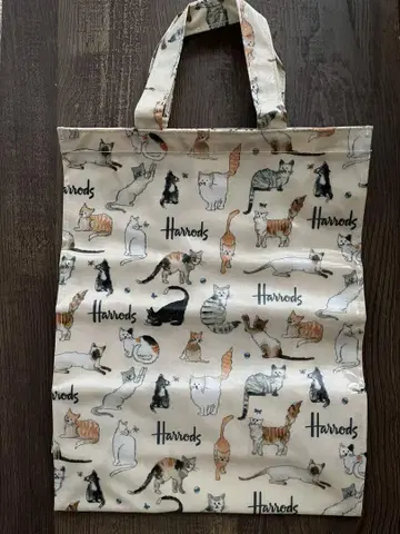[ 미사용 새상품 ] Harrods 해롯 토트백 고양이 무늬