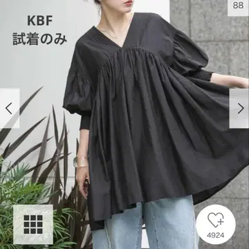 KBF 볼륨 개더 미니 원피스 블랙 KBF 튜닉