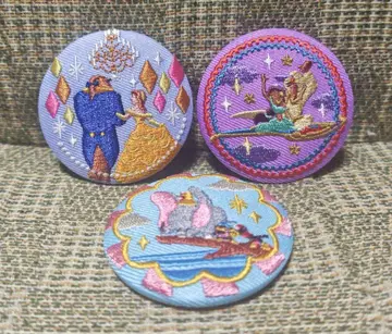 디즈니 자수 캔뱃지 미녀와 야수 알라딘 덤보 프린세스 BANDAI