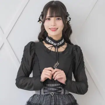 ROJITA 비쥬 체인 시어 탑 블랙