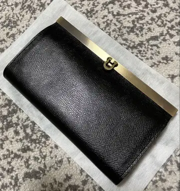 [ 미사용 새상품 ] 인조 가죽 장지갑 블랙 금속제 클로징 포함