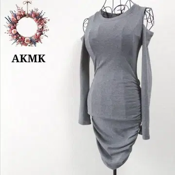 AKMK 오프숄더 원피스 발레코어 타이트 개더 M