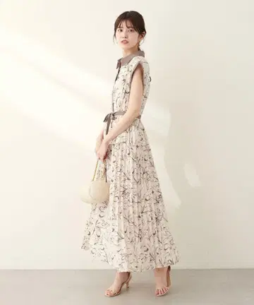 natural couture 사이드 플리츠 컬러 디자인 원피스