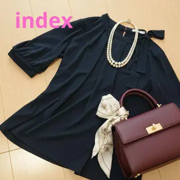 index 네이비 오부소매 셔츠 사이드 리본 디자인 상의 M