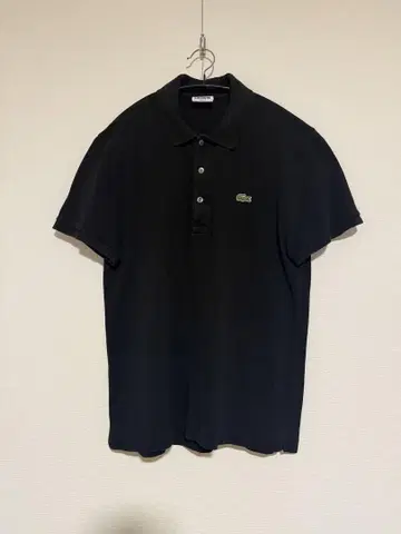 LACOSTE 블랙 슬림핏 피케 셔츠 사이즈 4