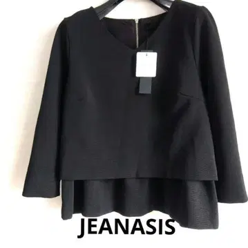 [ 미사용 ] JEANASIS 지나시스 7부 소매 립 페플럼 티셔츠 블랙