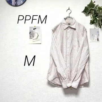 10147 PPFM 체크 무늬 긴팔 셔츠 M 코튼 캐주얼