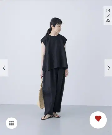 새상품급 카구레 린넨 볼륨 팬츠 블랙