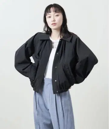 MARW UNITED ARROWS 개더 블루종 블랙 벌룬 나일론
