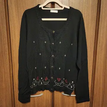 액시즈 블랙 자수 가디건 M axes femme