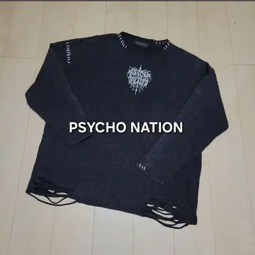 PSYCHO NATION 케미컬&데미지 오버 사이즈 롱T