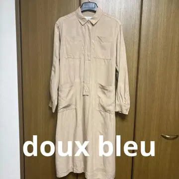 doux bleu 베이지 셔츠 원피스 긴팔 프리 사이즈