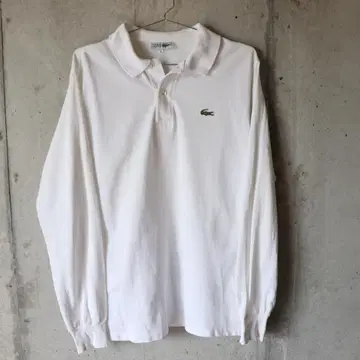 70s CHEMISE LACOSTE 프랑스제 긴팔 피케 셔츠 화이트