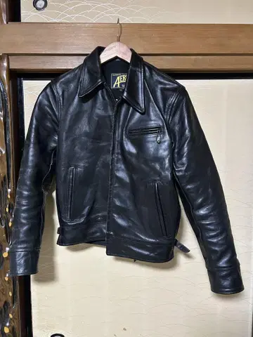 AERO PREMIER RANGE 블랙 가죽 자켓 38