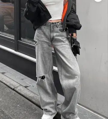 diante EMBROIDERY DAMAGE DENIM GRY