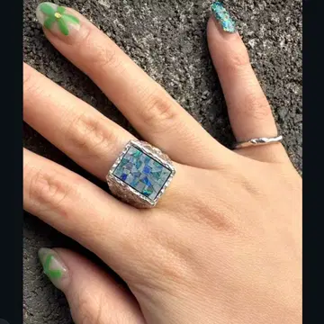 나난 비쥬 모자이크 오팔 반지 silver925 14호