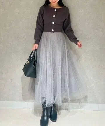 [ 새상품급 ] 2024AW 가디건 x 샤샤 스커트 세트 SNIDEL