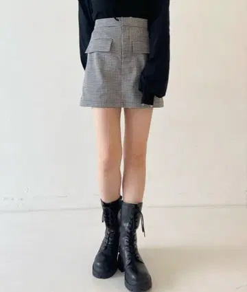 새상품 Heather 하운드투스 체크 무늬 미니 스커트 치마바지