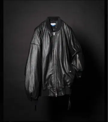 MAISON SPECIAL 램 가죽 프라임 오버 MA-1 봄버 자켓