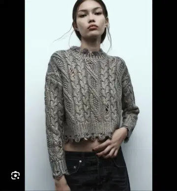 [ 새상품급 ] ZARA 케이블 니트 메탈릭 스웨터 S