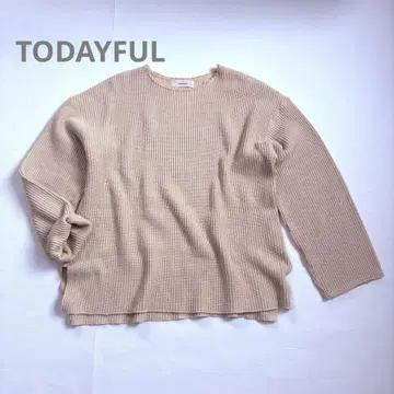 TODAYFUL 베이지 리브 긴팔 니트