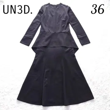 [ 새상품급 ] UN3D. 백 오픈 페플럼 원피스 블랙 36